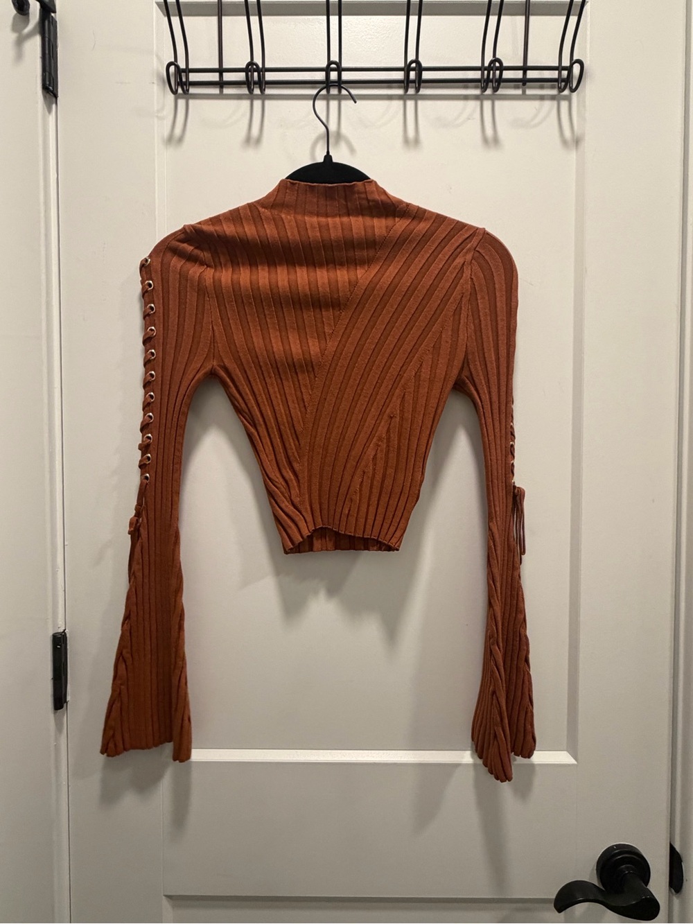 Fashion Nova Ribbed Crop Sweater Top - Rust Orange